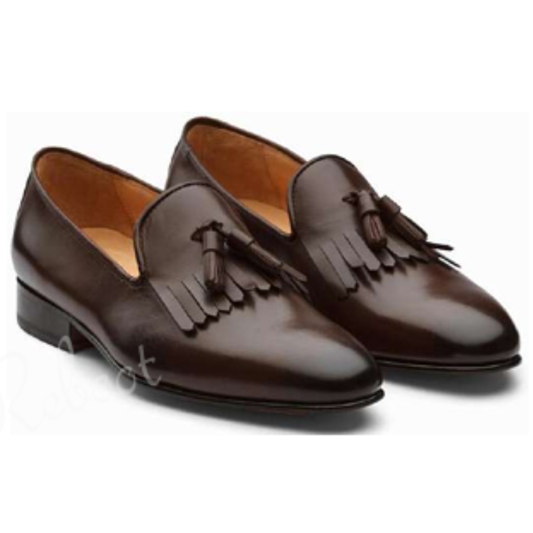 Leather Fringe Loafers Shoes
